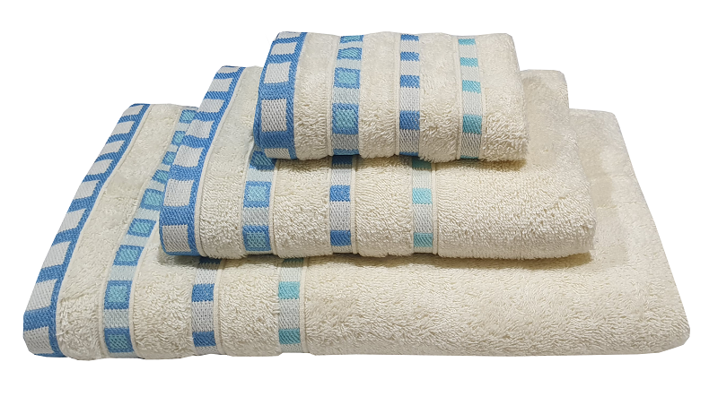 Πετσέτα Βαμβακερή Ζακάρ Σώματος 70x140εκ. Cream-Turqoise 7000013-10 (Ύφασμα: Βαμβάκι 100%, Χρώμα: Τυρκουάζ, Μέγεθος: Σώματος) - KOMVOS HOME - 7000013-10