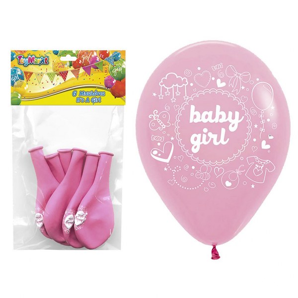 ΜΠΑΛΛΟΝΙΑ 12″ 6ΤΕΜ IT’S A GIRL 30cm ToyMarkt 911266 71-1246