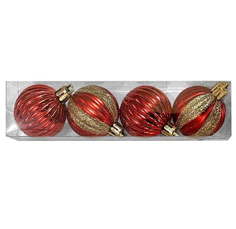 Σετ Μπάλες 4τμχ Κόκκινες-Χρυσές Δ4εκ. Xmas fest 93-3908