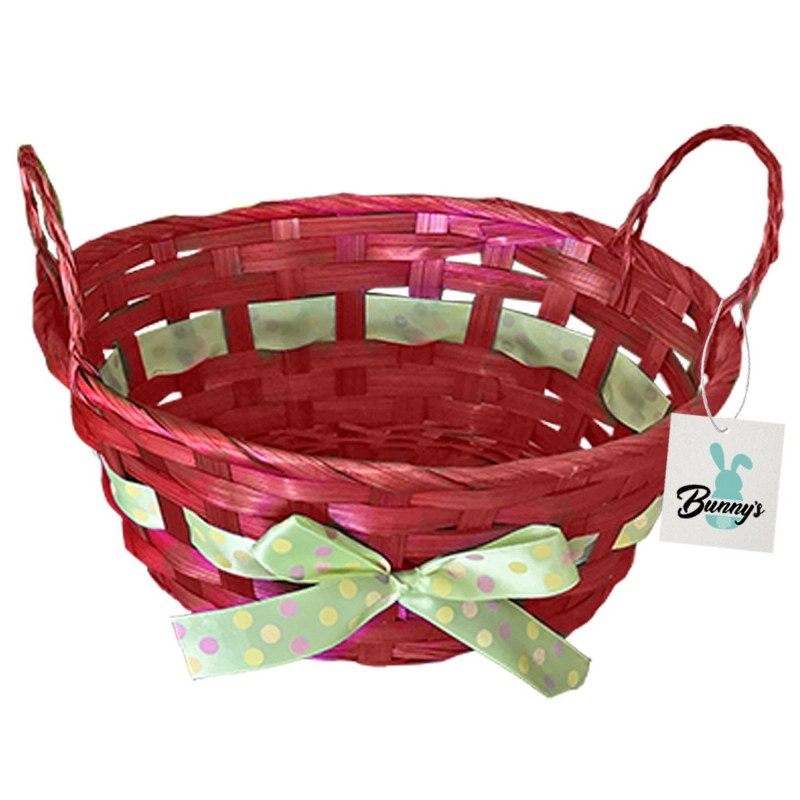 Bunny's Πασχαλινό Διακοσμητικό Καλάθι Bamboo Κόκκινο 23x18x10εκ. Bunny's 73-1233 (Υλικό: Bamboo, Χρώμα: Κόκκινο) - Bunny's - 73-1233-red