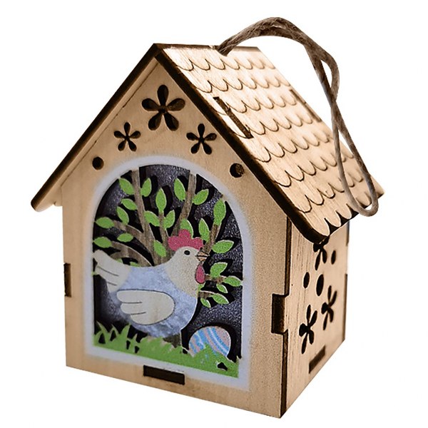 Πασχαλινο Στολίδι Κρεμαστό Σπιτάκι Ξύλινο 7x5x8εκ. Bunny's 73-2080 (Υλικό: Ξύλο) - Bunny's - 73-2080