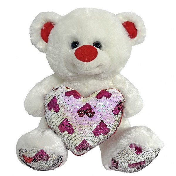 Toy Markt Αρκουδάκι Λούτρινο Λευκό Με Καρδιά & Πούλιες 35εκ. Toy Markt 79-434 (Χρώμα: Λευκό) - Toy Markt - 79-434
