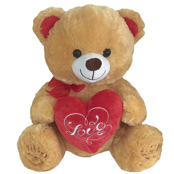 Toy Markt Αρκουδάκι Λούτρινο Καφέ Με Καρδιά 45εκ. Toy Markt 79-502 (Χρώμα: Κόκκινο) - Toy Markt - 79-502-brown