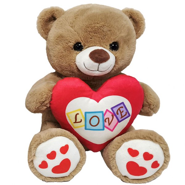 Toy Markt Αρκουδάκι Λούτρινο Καφέ Με Καρδιά Δίχρωμη 30εκ. Toy Markt 79-503 (Χρώμα: Λευκό) - Toy Markt - 79-503-brown