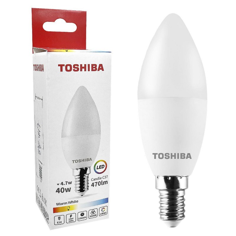 Λάμπα Led C37 4,7W E14 Θερμό Φως Toshiba 88-447 – TOSHIBA – 88-447