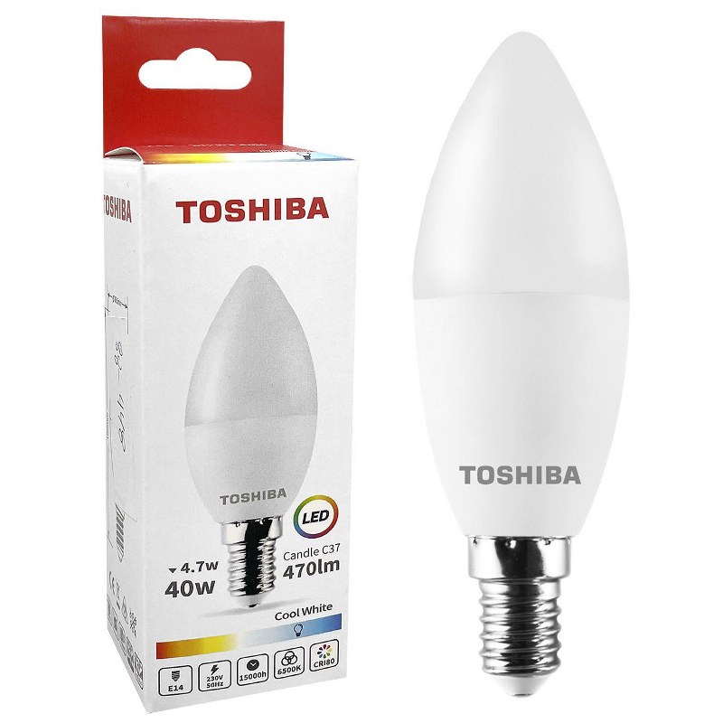 Λάμπα Led C37 4,7W E14 Ψυχρό Φως Toshiba 88-448 – TOSHIBA – 88-448