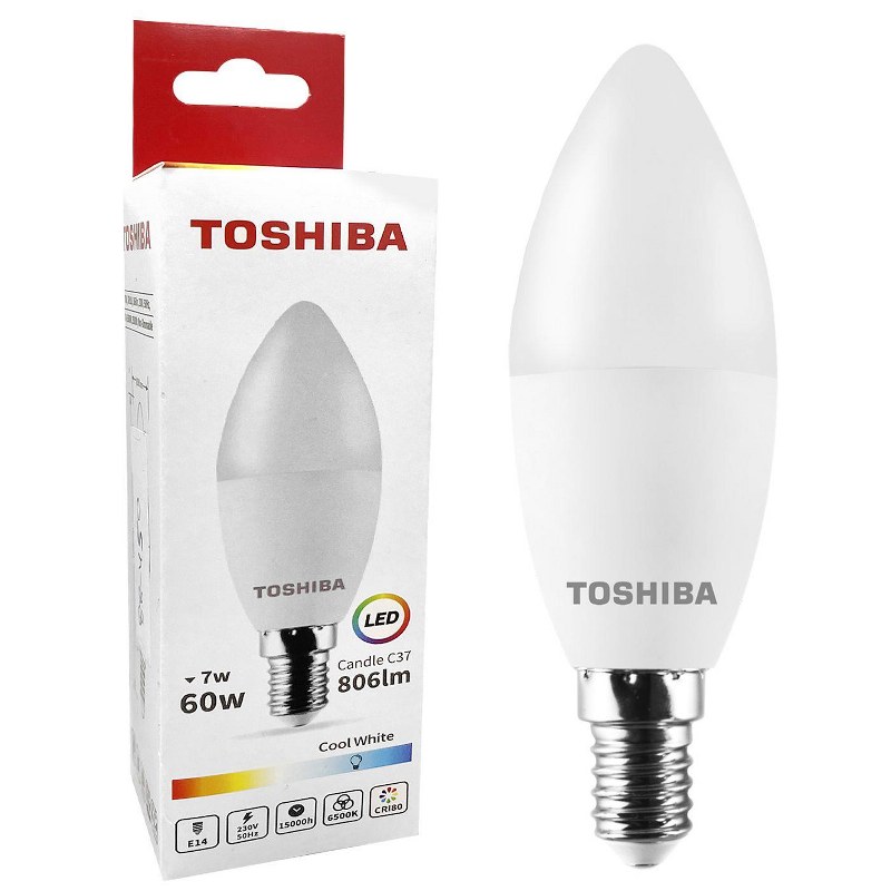 Λάμπα Led C37 7W E14 Ψυχρό Φως Toshiba 88-450 – TOSHIBA – 88-450