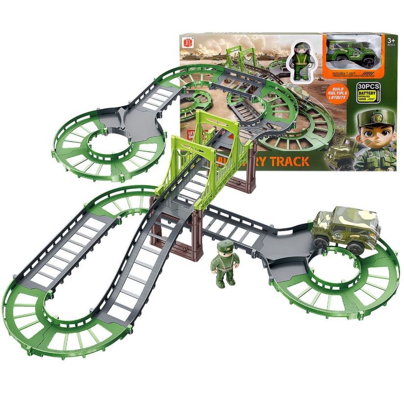 Αυτοκινητόδρομος Μεσαίος Στρατιωτικός Με Γέφυρα Μπαταρίας 34x23x6εκ. Toy Markt 68-867 - Toy Markt - 68-867