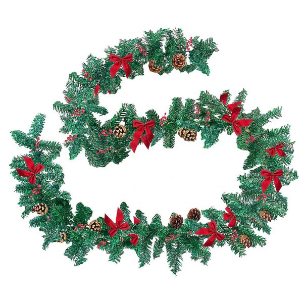 Χριστουγεννιάτικη Διακοσμητική Γιρλάντα Σκληρή Πράσινη Στολισμένη 2,7μ. Xmas fest 93-1800...