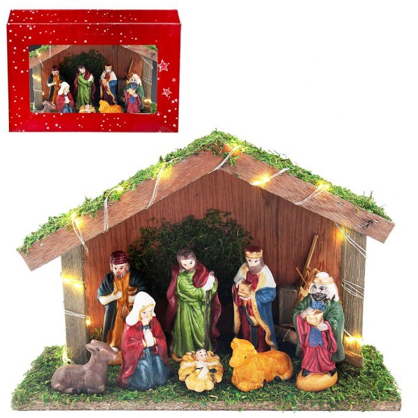 Φάτνη Ξύλινη Με Led 29,5x10x20εκ. Xmas fest 93-3445 (Υλικό: Ξύλο)...