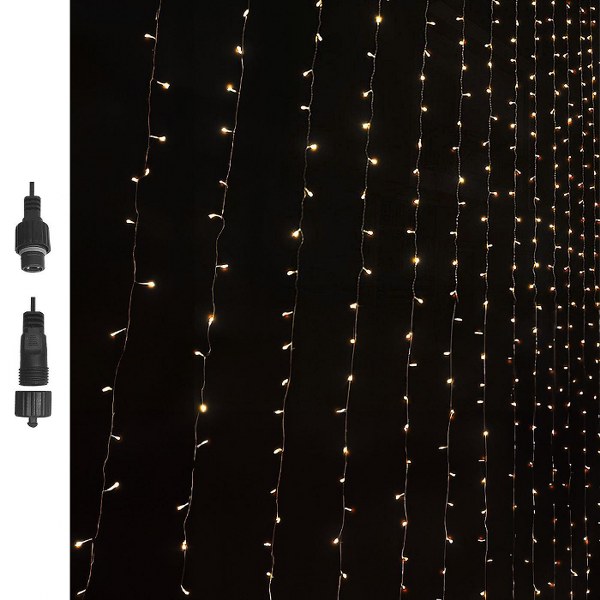 Λαμπάκια-Κουρτίνα 100Led-80x90εκ. Θερμό Λευκό Φως Επεκτ