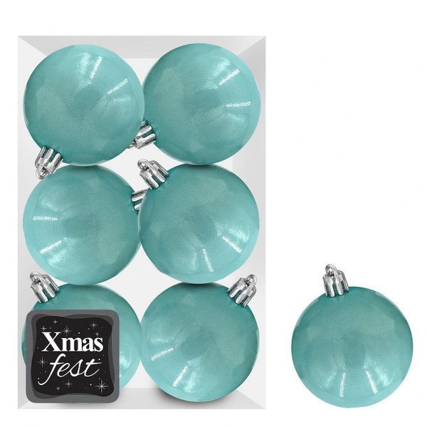 Σετ Μπάλες 6τμχ Περλέ Θαλασσί Δ8εκ. Xmas fest 93-3538 (