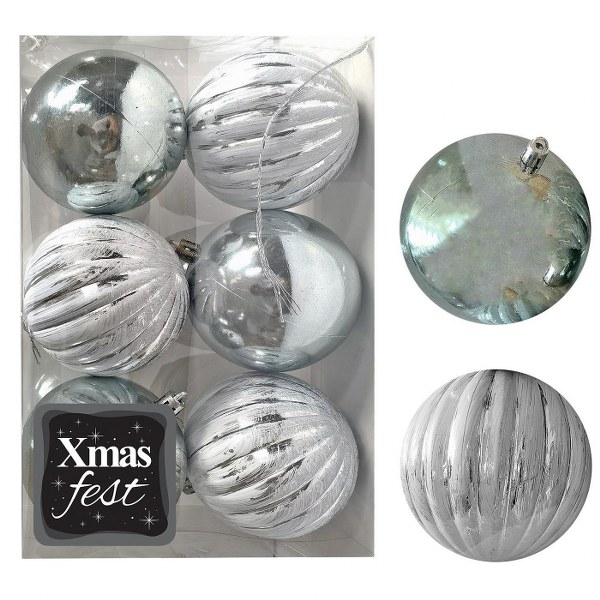 Σετ Μπάλες 6τμχ Μιξ Ανάγλυφες Αντικέ Γκρι-Πράσινο Δ7εκ.