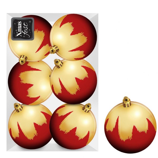 Xmas fest Σετ Μπάλες 6τμχ Κόκκινες-Χρυσές Δ8εκ. Xmas fest 93-3574 (Χρώμα: Κόκκινο) - Xmas fest - 93-3574
