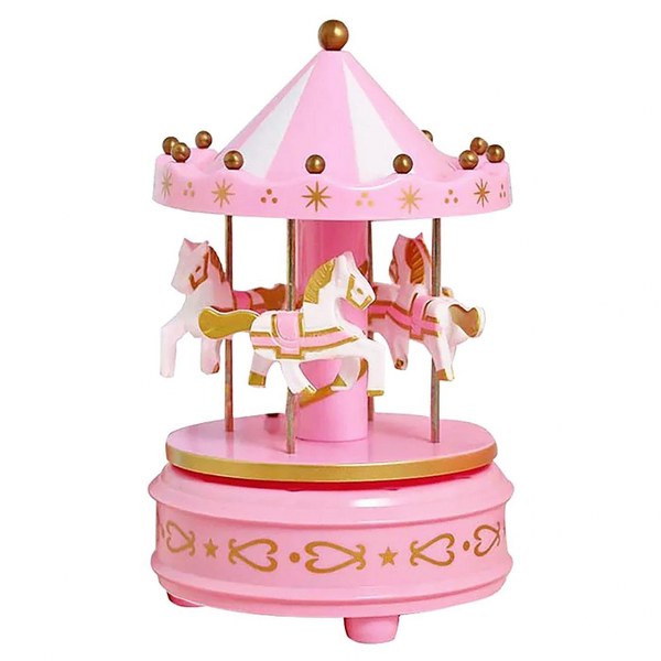 Χριστουγεννιάτικο Καρουζέλ Κουρδιστό Ροζ-Χρυσό 11x16εκ.