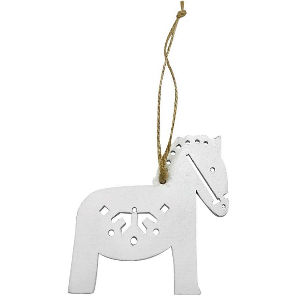 Χριστουγεννιάτικο Στολίδι Αλογάκι Ξύλινο Λευκό 7εκ. Xmas fest 93-3721 (Σετ...