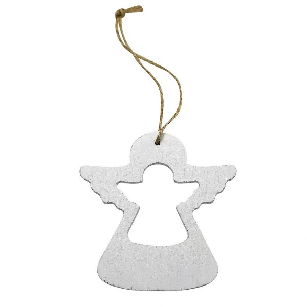 Χριστουγεννιάτικο Στολίδι Αγγελάκι Ξύλινο Λευκό 6x7εκ. 