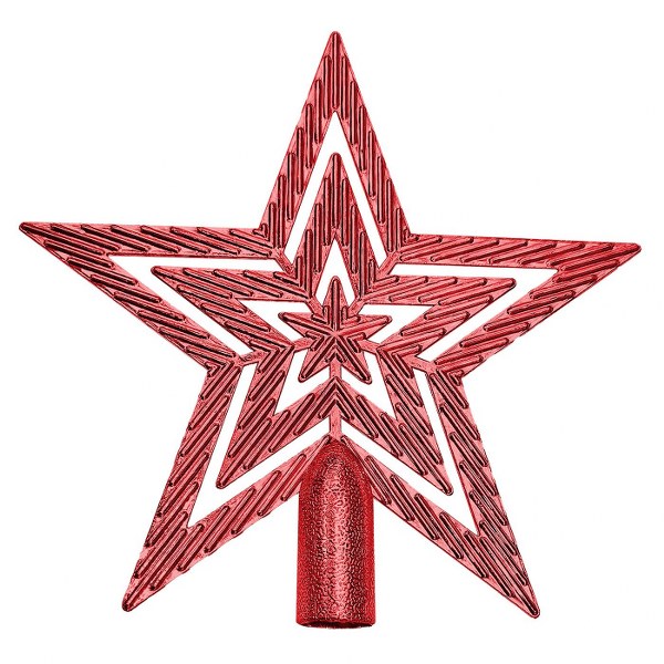 Χριστουγεννιάτικη Κορυφή Δέντρου Αστέρι Τριπλό Κόκκινο 