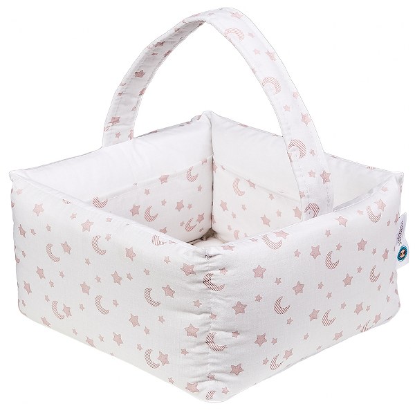 Καλαθάκι Καλλυντικών Βαμβακερό 28x28x15εκ. Fly Me Pink 95201 (Ύφασμα: Βαμβάκι 100%, Χρώμα: Λευκό) - Ο Κόσμος του Μωρού - 95201