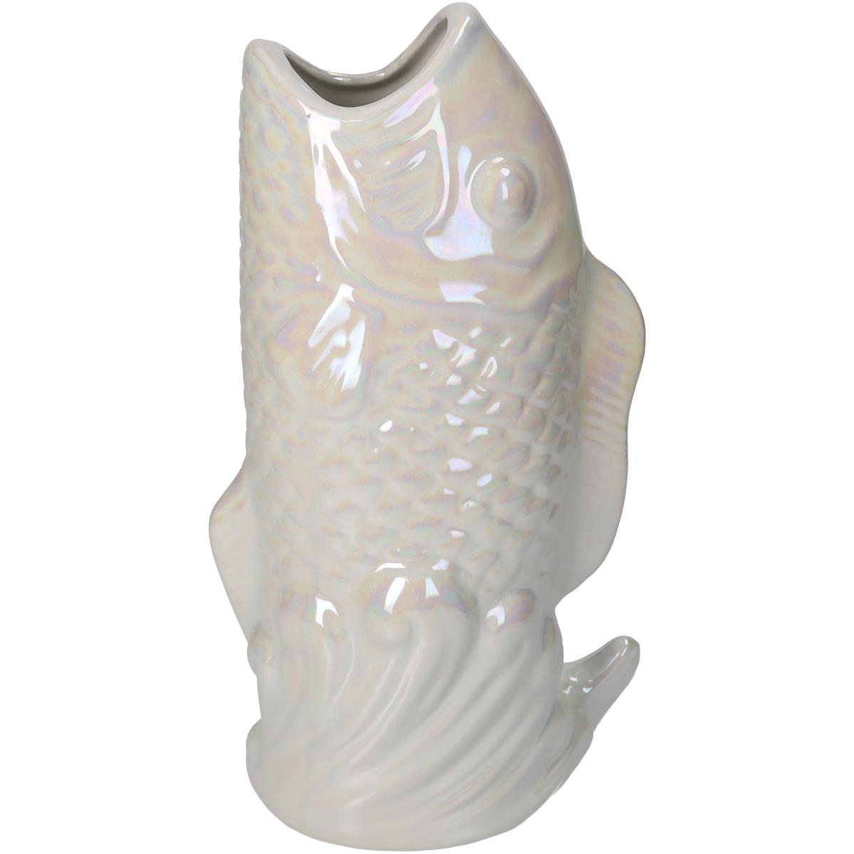Βάζο Κεραμικό Ψάρι Ιβουάρ ARTE LIBRE 15,5x10,5x28εκ. 05154186 (Υλικό: Κεραμικό, Χρώμα: Ιβουάρ) - ARTELIBRE - 05154186