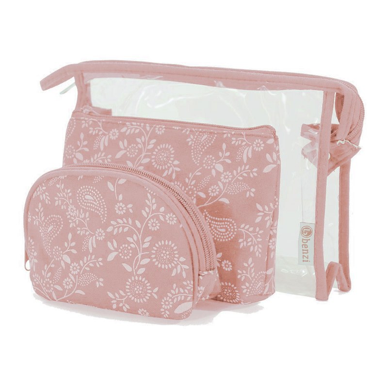 benzi Νεσεσέρ Σετ 3τμχ Polyester-Pvc benzi 25x7x15εκ. 5624 Pink (Ύφασμα: Polyester, Υλικό: PVC, Χρώμα: Ροζ) - benzi - BZ5624-pink