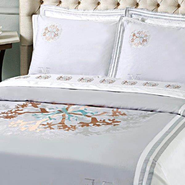 Σετ Σεντόνια Βαμβακοσατέν King 240x270εκ. Coral Grey 19V69 (Ύφασμα: Βαμβακοσατέν, Τύπος κατωσέντονου: Χωρίς Λάστιχο, Χρώμα: Γκρι, Μέγεθος: King Size) - V19 69 - 5206864021259