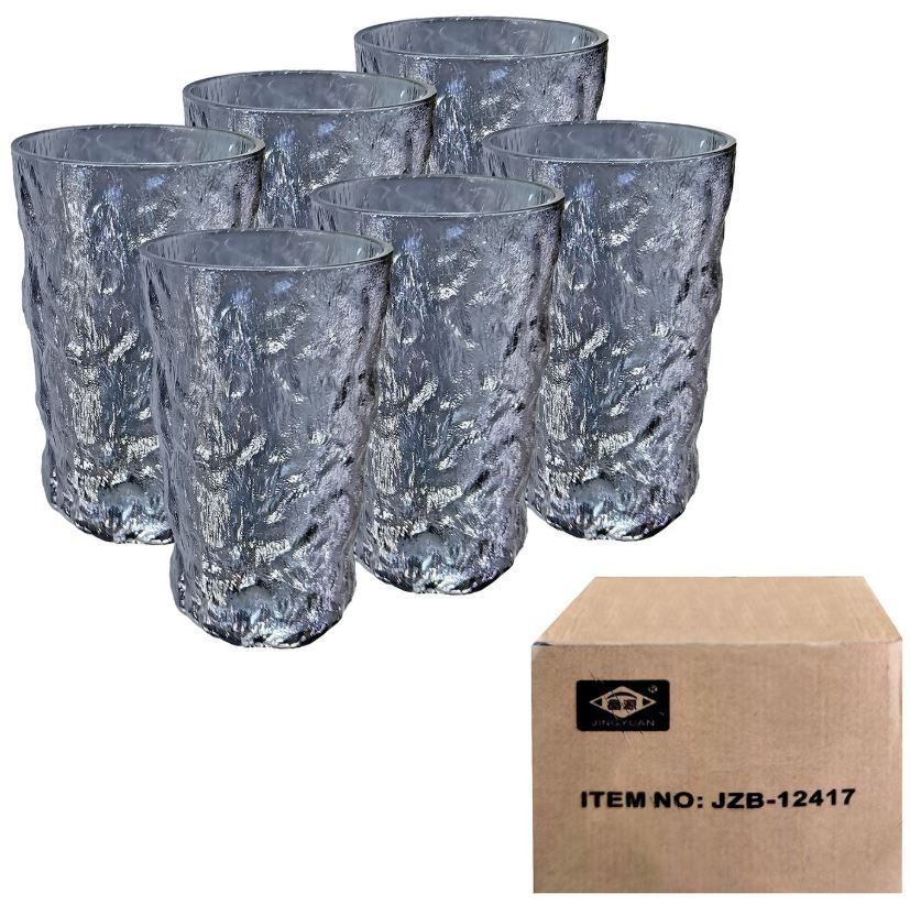 Ποτήρι Σωλήνας Σετ 6τμχ Γυάλινο Σμιλεμένο Ασημί 370ml-8