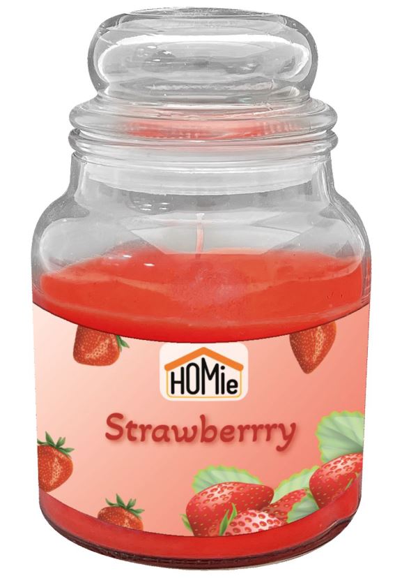Αρωματικό Κερί Φράουλα Σε Βάζο 11x14,5εκ. Homie 37-451 