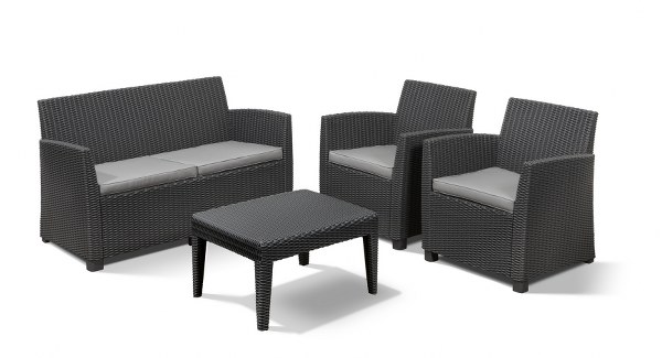 Allibert Σετ Κήπου 4τμχ Wicker Corona Lounge Set Graphite - Allibert - corona-lounge-set-graphite
