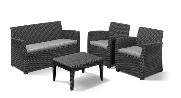 Σετ Κήπου 4τμχ Wicker Corona Lounge Set Graphite - Allibert - corona-lounge-set-graphite