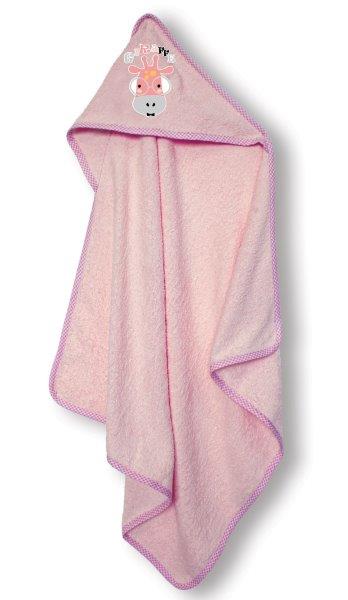 Κάπα Με Κουκούλα Βαμβακερή Bebe 75x75εκ. Giraffe Pink SBaby (Ύφασμα: Βαμβάκι 100%, Χρώμα: Ροζ) - SBaby - 5206864072299