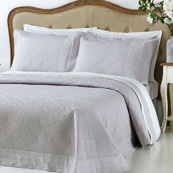 Σετ Κουβερλί Βαμβακοσατέν King 240x260εκ. Greek Key Grey 19V69 (Ύφασμα: Βαμβακοσατέν, Χρώμα: Γκρι, Μέγεθος: King Size) - V19 69 - 5206864021389
