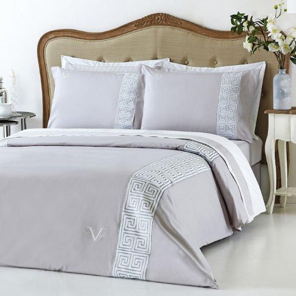 Σετ Σεντόνια Βαμβακοσατέν King 240x270εκ. Greek Key Grey 19V69 (Ύφασμα: Βαμβακοσατέν, Τύπος κατωσέντονου: Χωρίς Λάστιχο, Χρώμα: Γκρι, Μέγεθος: King Size) - V19 69 - 5206864021372