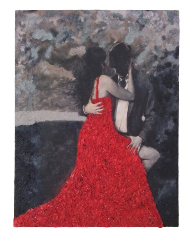 24home.gr Πίνακας Καμβάς Χειροποίητος Decoupage Με Decofoam Γυναικεία Φιγούρα Κόκκινο Φόρεμα 39x1,5x51εκ. 19958-20 (Χρώμα: Κόκκινο) - 24home.gr - 19958-20