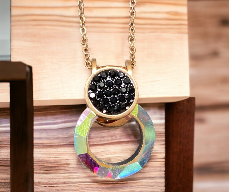 24home.gr Κολιέ Αλυσίδα Ροζ-Χρυσό Διπλής Όψεως Μαύρο-Κόκκινο Στρογγυλό Σχέδιο 24-707 (Υλικό: Ανοξείδωτο, Χρώμα: Μαύρο) - 24home.gr - 24-707