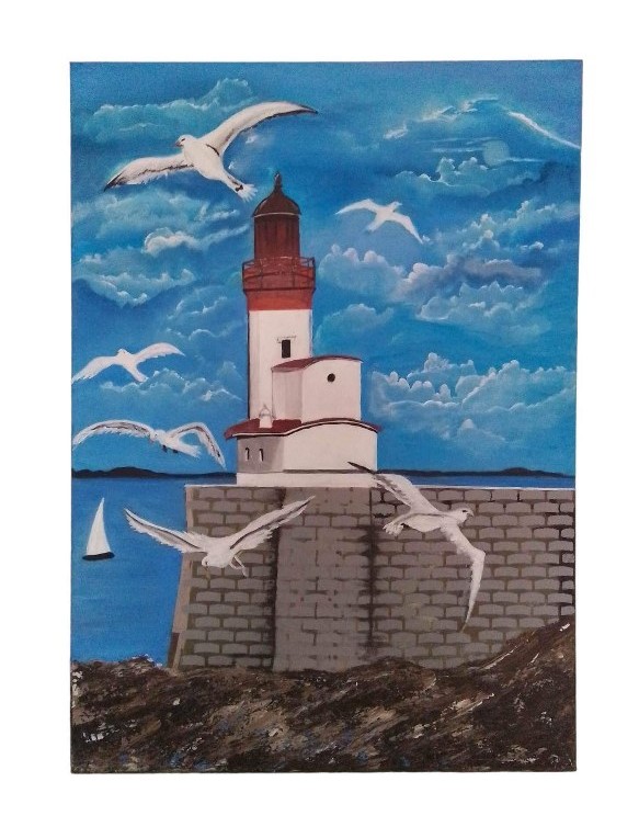 Πίνακας Καμβάς Χειροποίητος Φάρος 50×1,5×70εκ. 19958-7 – 24home.gr – 19958-7