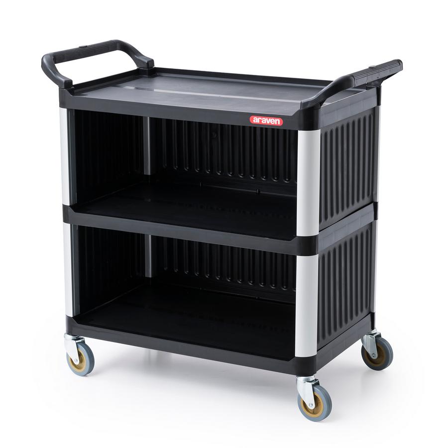 Καρότσι Σερβιρίσματος Κλειστό Τροχήλατο Με 2 Ράφια Μαύρο 95x50x94,5εκ. Araven AR00061221 (Υλικό: Πλαστικό, Χρώμα: Μαύρο) - Araven - AR00061221