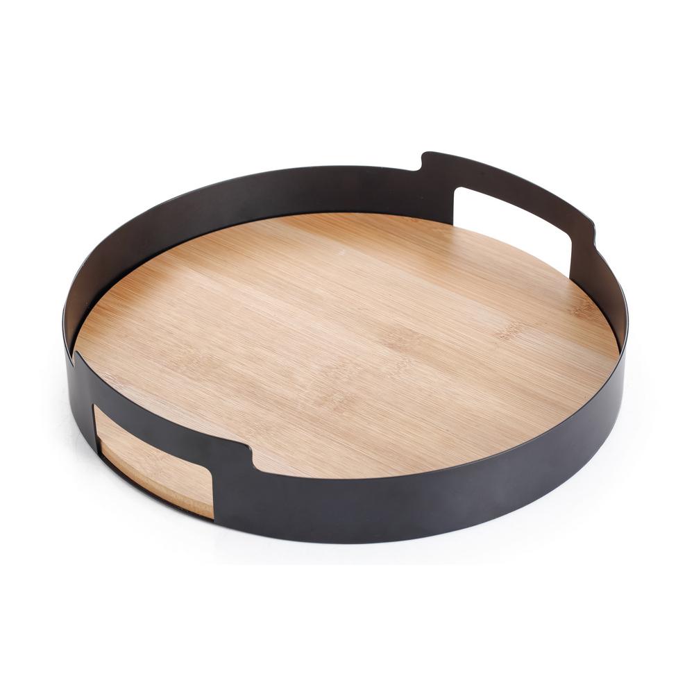 Δίσκος Σερβιρίσματος Μεταλλικός-Ξύλινος Μαύρος-Natural 