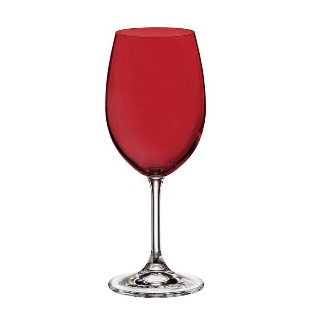 Ποτήρι Κρασιού Σετ 6τμχ Κρυστάλλινο Bohemia Sylvia Red 350ml CTB4S4157235 (Υλικό: Κρύσταλλο, Χρώμα: Κόκκινο, Μέγεθος: Κολωνάτο) - Crystal Bohemia - CTB4S4157235