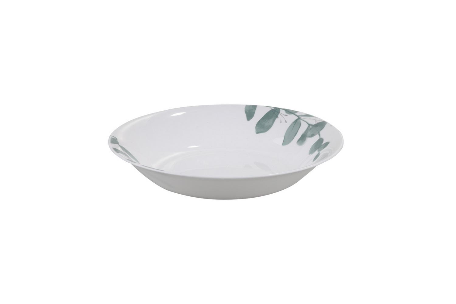 Eaton Dining Πιάτο Βαθύ Φαγητού Γυάλινο Green 22εκ. Leaf Eaton ME25032023 (Σετ 6 Τεμάχια) (Υλικό: Γυαλί, Χρώμα: Λευκό, Μέγεθος: Μεμονωμένο) - Eaton Dining - ME25032023