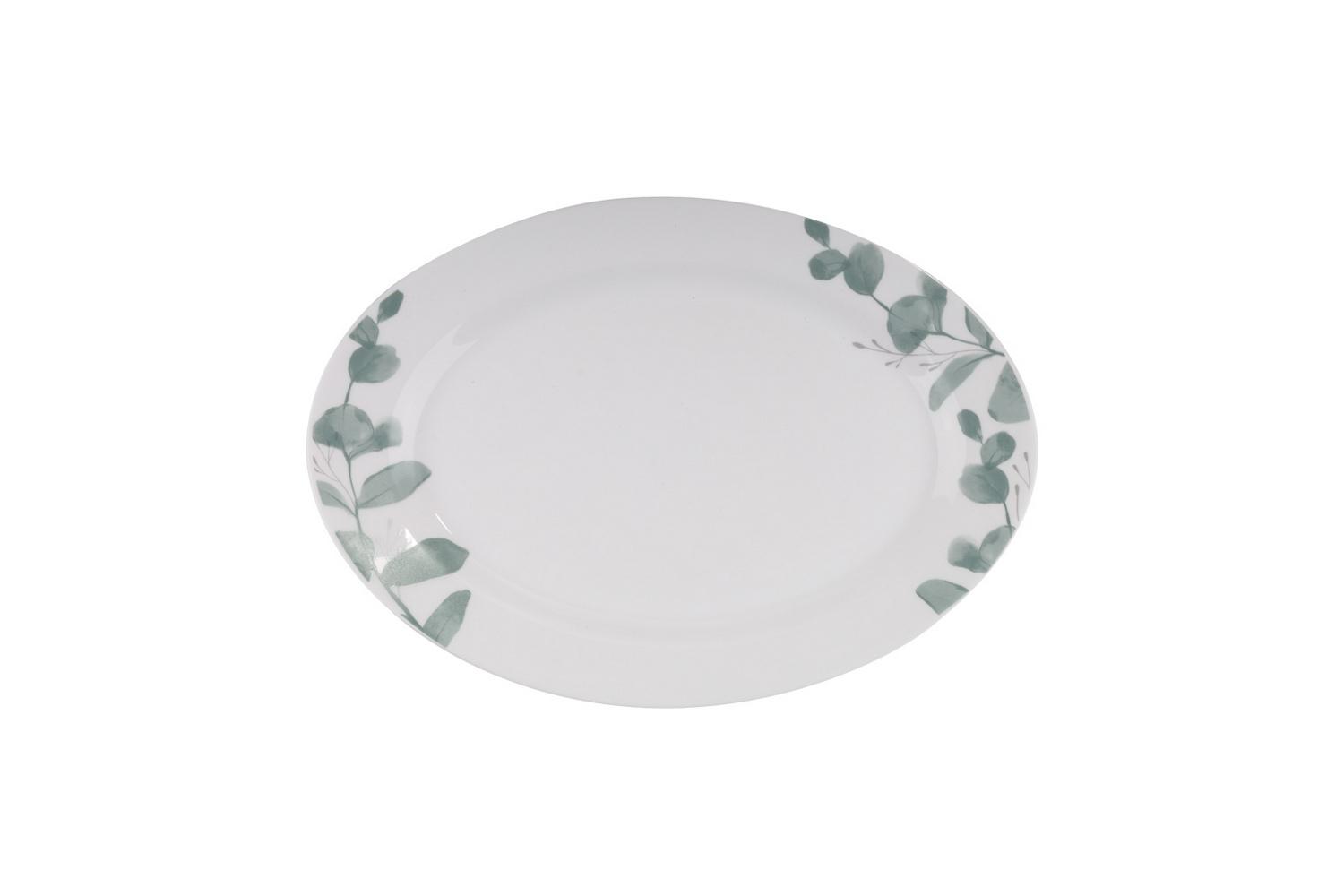Eaton Dining Πιατέλα Οβάλ Γυάλινη Green 30x22εκ. Leaf Eaton ME25032230 (Σετ 4 Τεμάχια) (Υλικό: Γυαλί, Χρώμα: Λευκό) - Eaton Dining - ME25032230