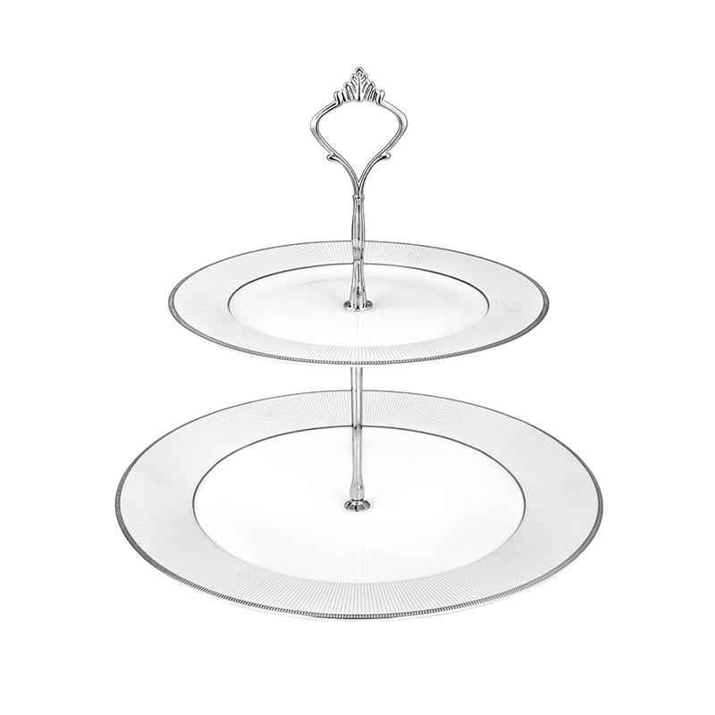 Oriana Ferelli Ορντερβιέρα 2 Όροφη Πορσελάνης Λευκή-Ασημί 27εκ.-20εκ. Oriana Ferelli PR17310218 (Υλικό: Πορσελάνη, Χρώμα: Λευκό) - Oriana Ferelli - PR17310218