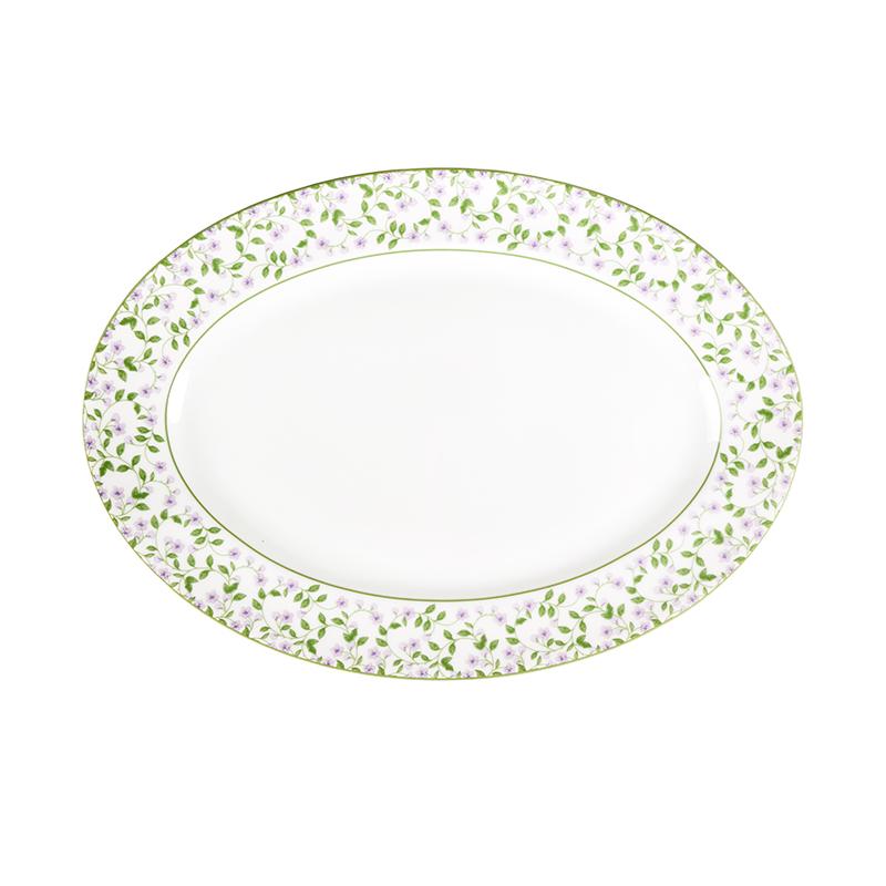 Oriana Ferelli - ΣΗΜΑΝΤΙΚΟ: Σε περίπτωση διαφοράς τιμής από το κατάστημα ισχύει παντα και μόνο η τιμή του καταστήματος Πιατέλα Σερβιρίσματος Οβάλ Πορσελάνης Λευκή Με Λουλούδι