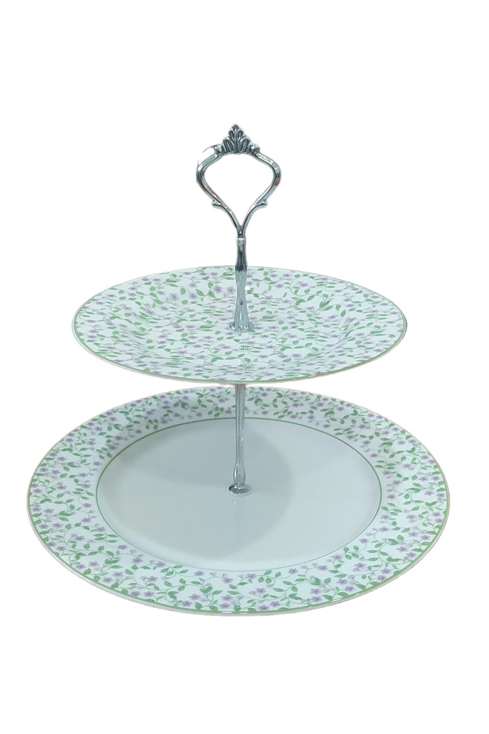 Διακοσμητικά και αξεσουαρ κουζίνας 24home - ΣΗΜΑΝΤΙΚΟ: Σε περίπτωση διαφοράς τιμής από το κατάστημα ισχύει παντα και μόνο η τιμή του καταστήματος Ορντερβιέρα 2 Όροφη Πορσελάνης 27εκ.-20εκ. Floral Orian