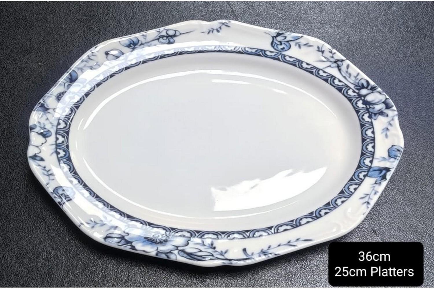 Πιατέλα Σερβιρίσματος Πορσελάνης 36εκ. Tiffany Blue Ori