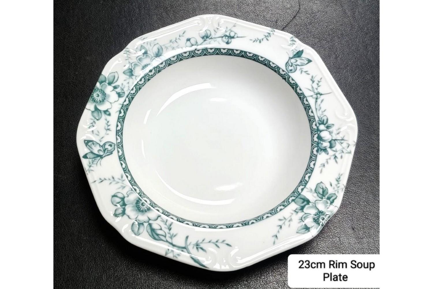 Υαλικά 24home - ΣΗΜΑΝΤΙΚΟ: Σε περίπτωση διαφοράς τιμής από το κατάστημα ισχύει παντα και μόνο η τιμή του καταστήματος Πιάτο Βαθύ Πορσελάνης 23εκ. Tiffany Green Oriana Ferell