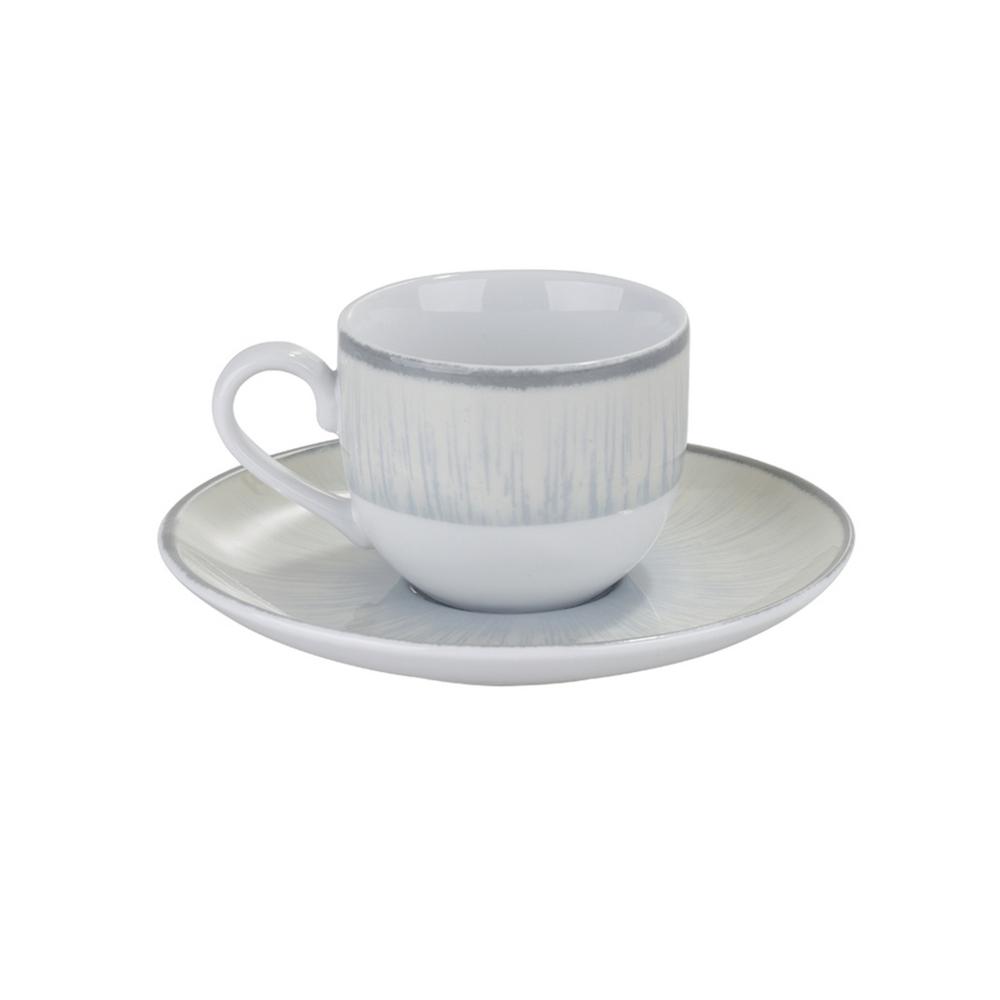 Σετ 6τμχ Φλυτζάνια Καφέ Πορσελάνης 90ml Water Lily Grey Oriana Ferelli PR243366410 (Υλικό: Πορσελάνη, Χρώμα: Γκρι) - Oriana Ferelli - PR243366410