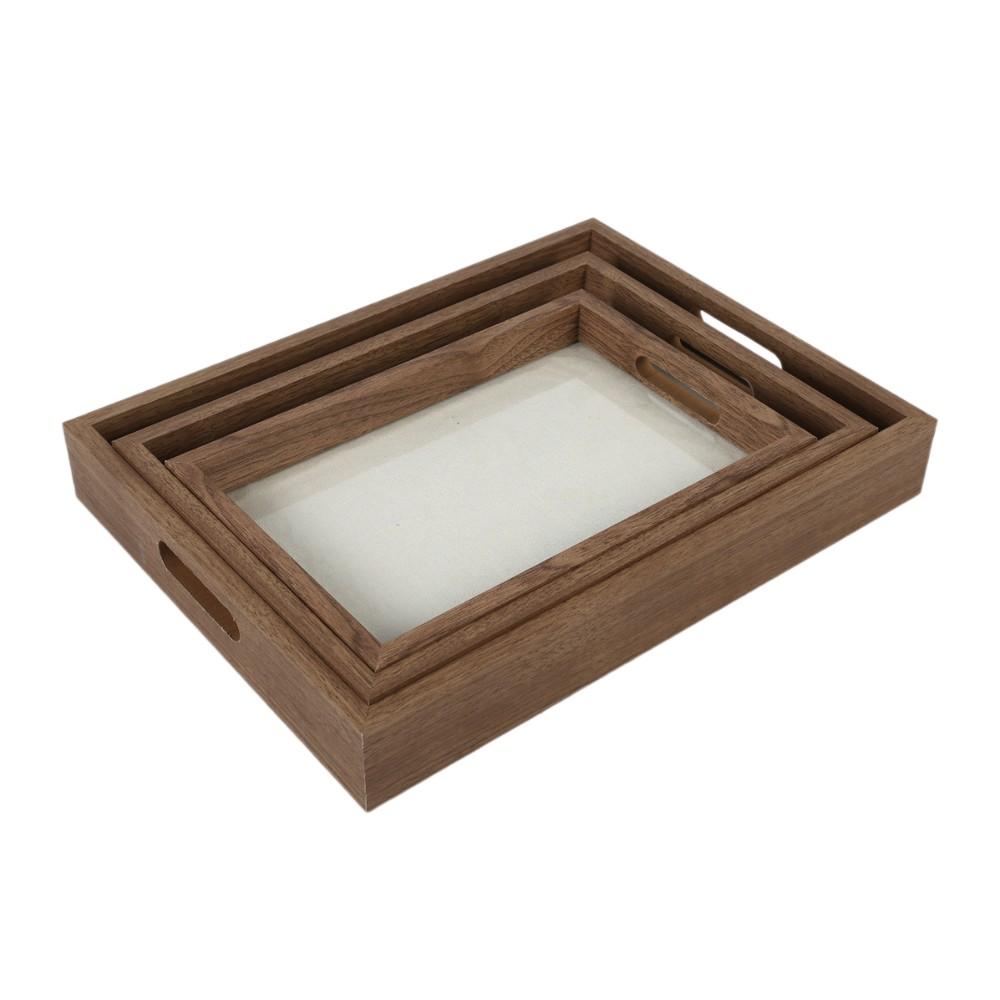 Oriana Ferelli Δίσκος Σερβιρίσματος Σετ 3τμχ Mdf Walnut Καφέ 40x30x5,5εκ.-35x25x4,8εκ.-30x20x4εκ. Oriana Ferelli SU05053KM3S (Υλικό: Mdf, Χρώμα: Καφέ) - Oriana Ferelli - SU05053KM3S