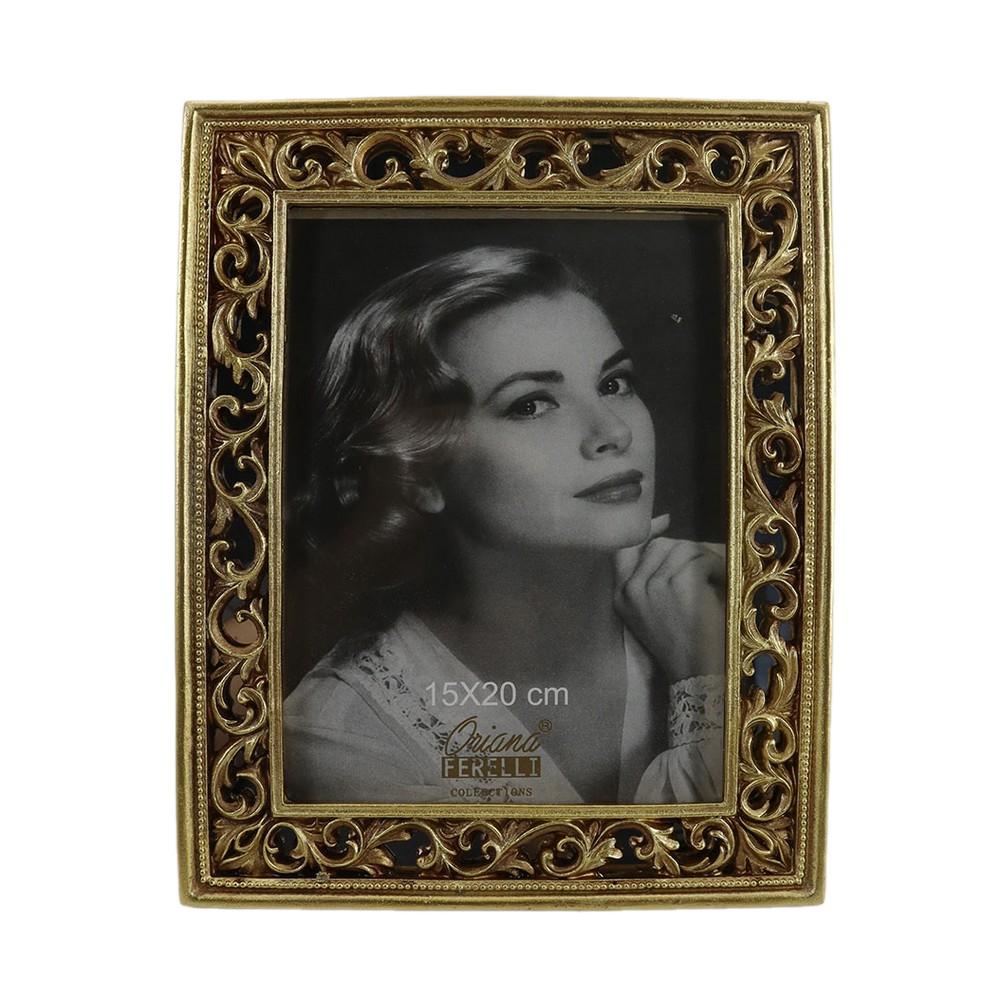 Διακοσμητικά Επιτραπέζια 24home - ΣΗΜΑΝΤΙΚΟ: Σε περίπτωση διαφοράς τιμής από το κατάστημα ισχύει παντα και μόνο η τιμή του καταστήματος Κορνίζα Polyresin Χρυσή 15x20εκ. Oriana Ferelli® XL2405