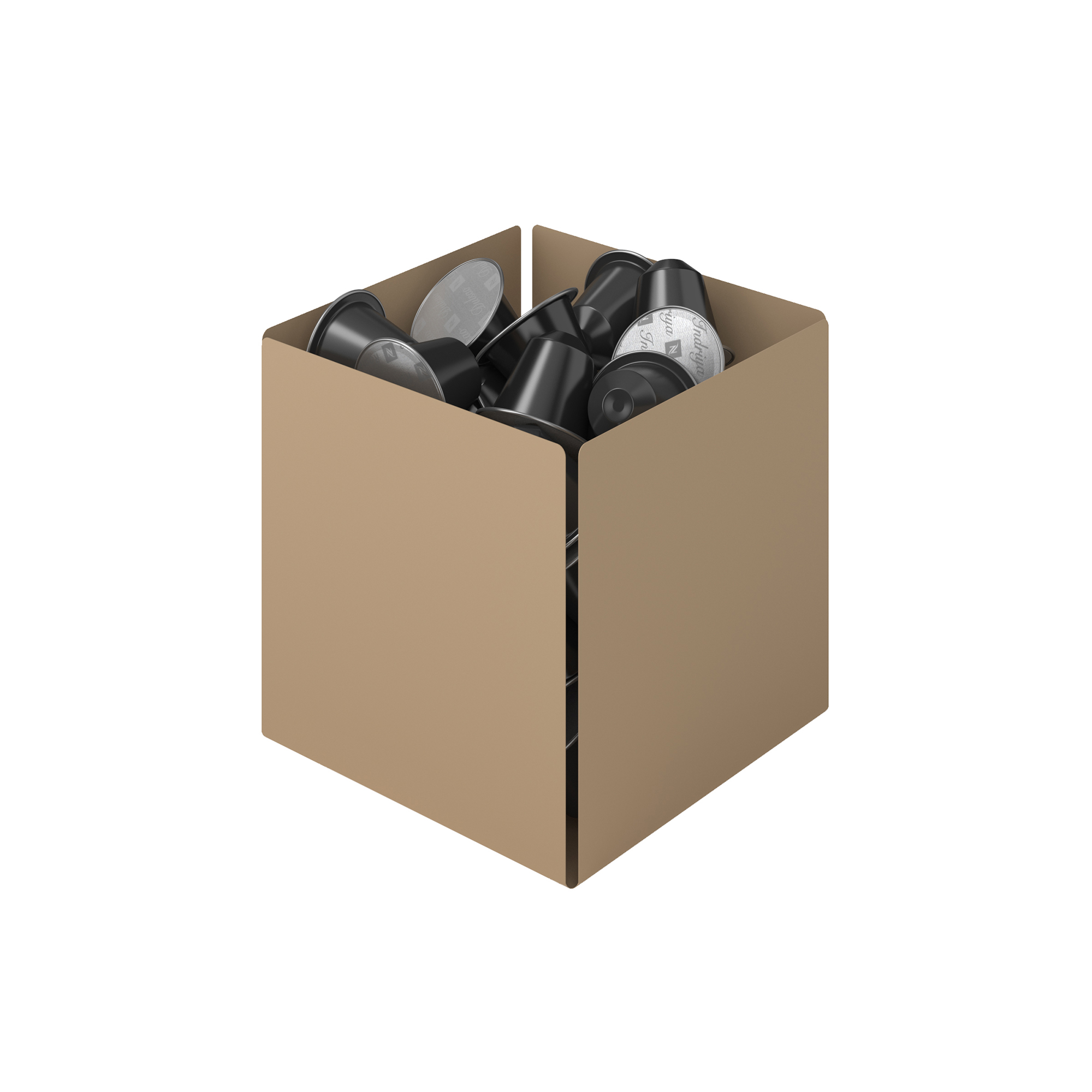 Θήκη Για Κάψουλες Του Καφέ Ανοξείδωτη Matt Beige 13x13x13εκ. Pam & Co 116-103 (Υλικό: Ανοξείδωτο, Χρώμα: Μπεζ) - Pam & Co - 116-103